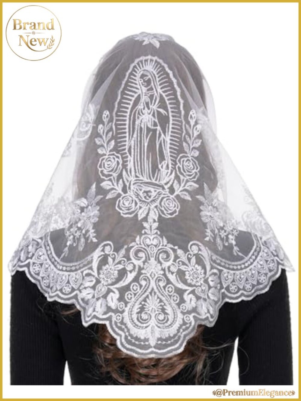 Our Lady of Guadalupe Lace Chapel Veil for Women Catholic Mantilla Religious